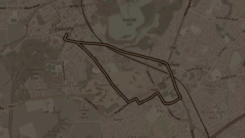 Map of the RNR, BNR, Higher Lane, Stand route