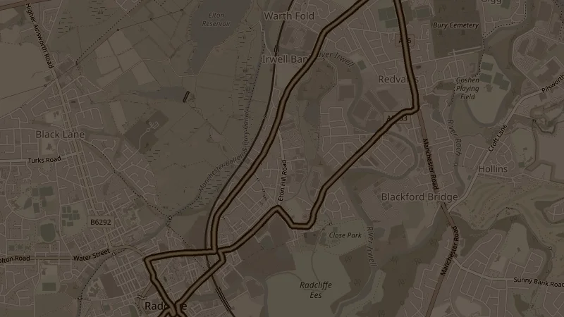 Map of the Dumers, Mcr Rd, Bury Rd route