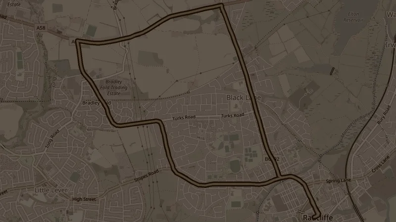 Map of the Radcliffe Moor Bolton Bury route