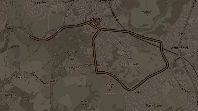 Map of the RNR, Dales, Ringley, Outwood, Sion OAB route