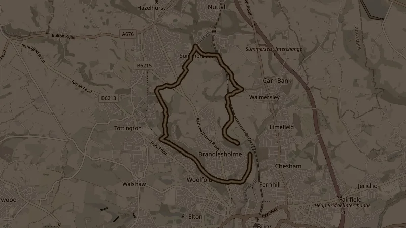 Map of the Burrs & Summerseat Loop route
