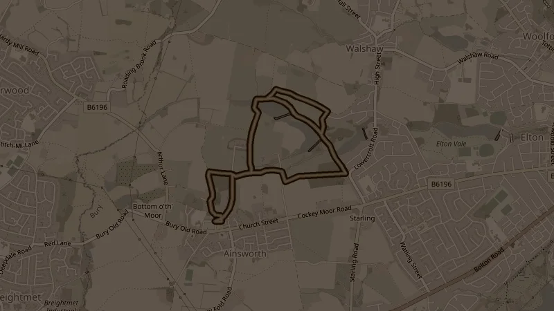 Map of the Ainsworth Lowercroft reservoirs route