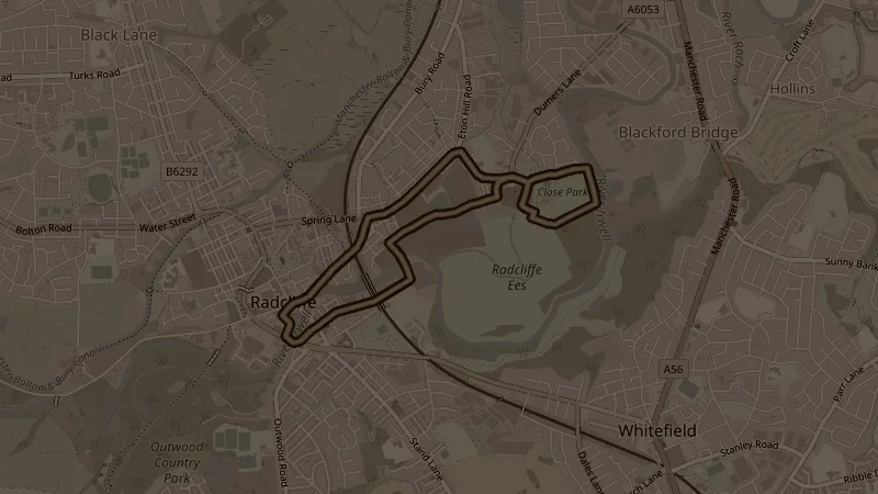 Map of the Close park via Milltown Bridge route