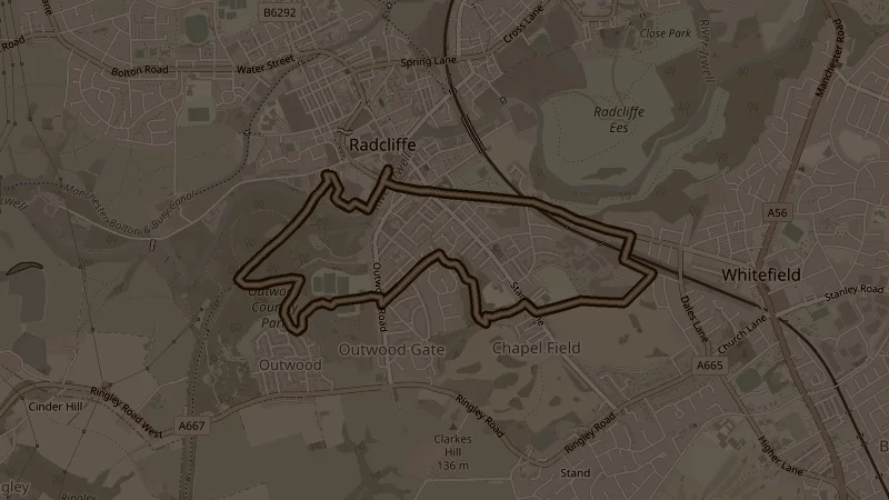Map of the Outwood & King George V (no cobbles) route