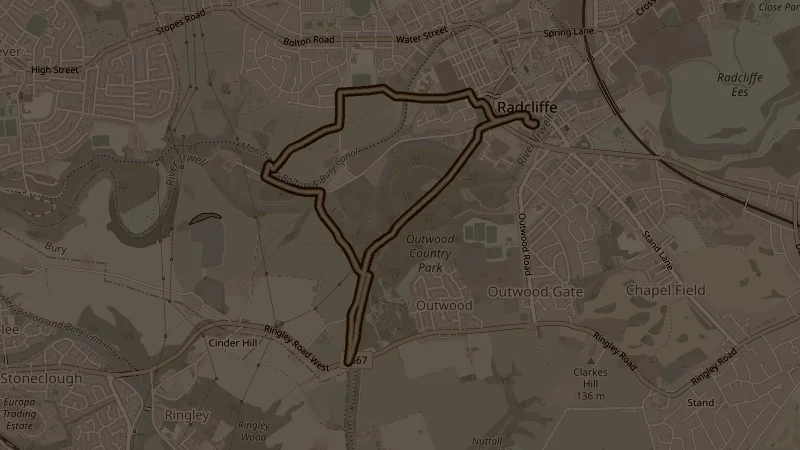 Map of the Outwood to Ringley route