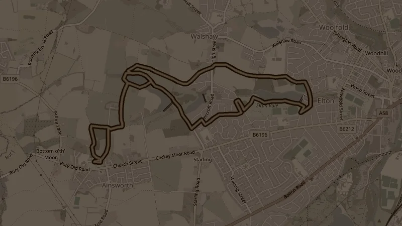 Map of the Ainsworth Lowercroft reservoirs Elton vale route