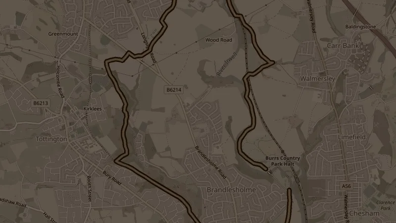 Map of the Burrs to Summerseat loop route
