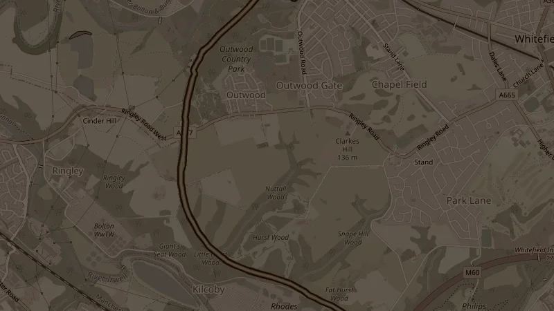 Map of the Outwood OAB route