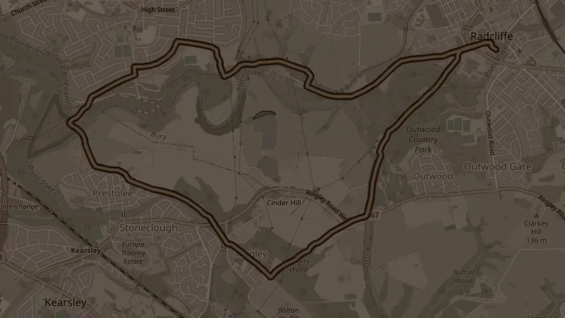 Map of the Outwood, Ringley & Canal (Diversion) route