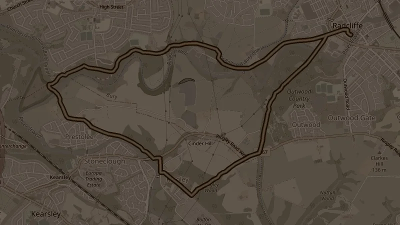 Map of the Outwood, Ringley, Canal route