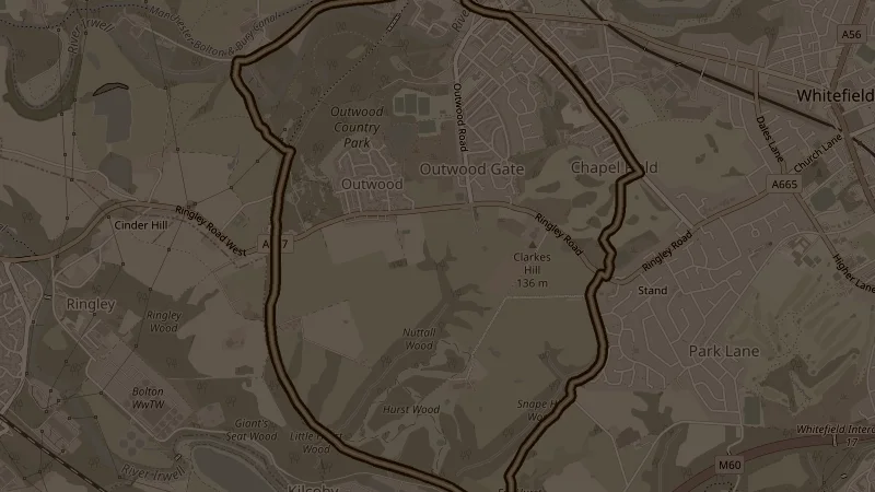 Map of the Stand, Snape, Outwood route